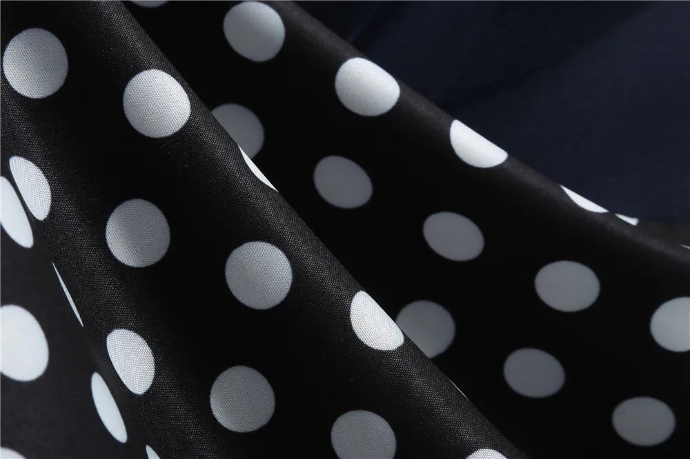 Women Retro Summer Dresses 50s 60s Sleeveless V - neck Polka Dot Bow Ball Grown Party Sundress Robe Vestidos - PratSN