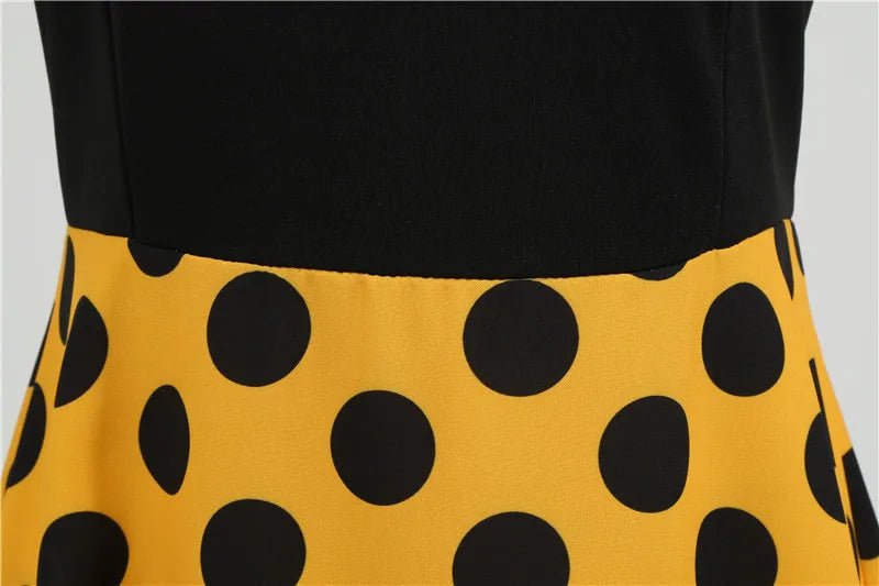 Women Retro Summer Dresses 50s 60s Sleeveless V - neck Polka Dot Bow Ball Grown Party Sundress Robe Vestidos - PratSN