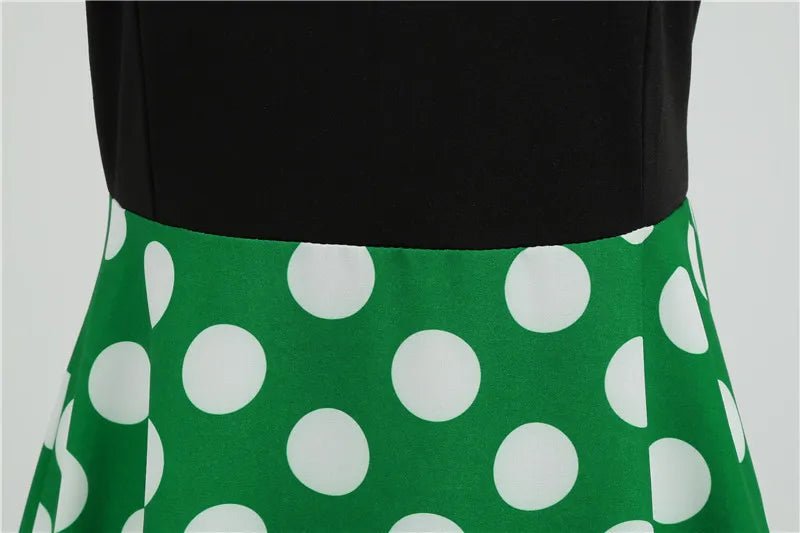 Women Retro Summer Dresses 50s 60s Sleeveless V - neck Polka Dot Bow Ball Grown Party Sundress Robe Vestidos - PratSN