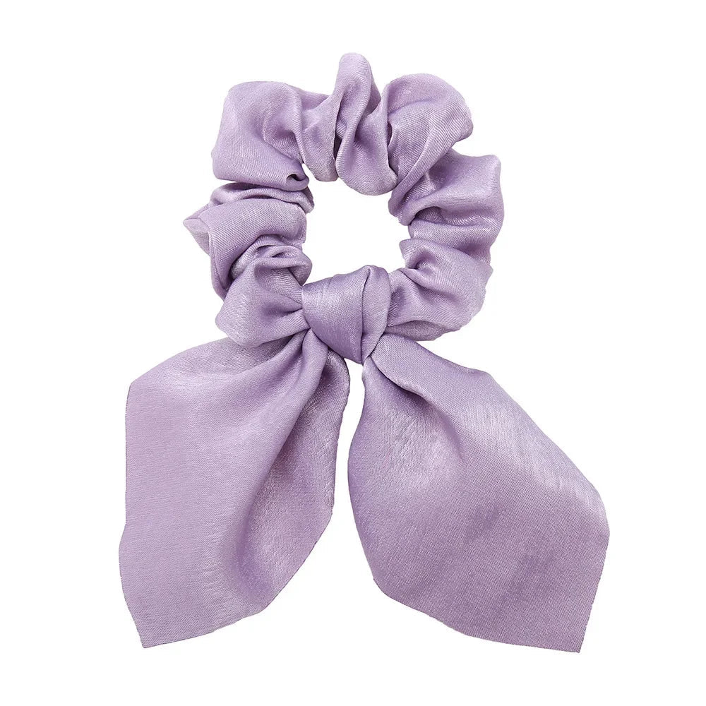 Women Silk Scrunchies Elastic Hair Ties Rabbit Ears Floral Leopard Print Hair Band Ponytail Hair Ropes Girls Accessories - PratSN
