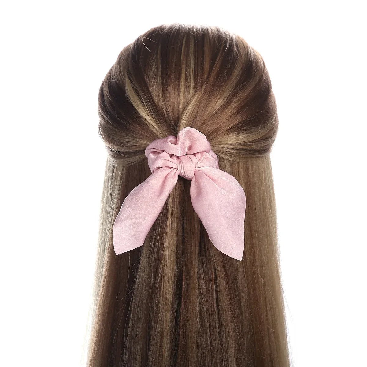 Women Silk Scrunchies Elastic Hair Ties Rabbit Ears Floral Leopard Print Hair Band Ponytail Hair Ropes Girls Accessories - PratSN