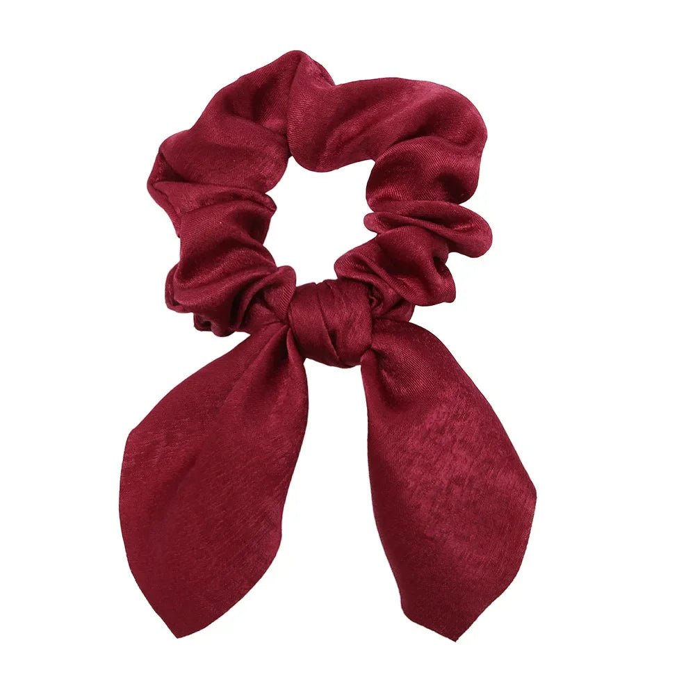 Women Silk Scrunchies Elastic Hair Ties Rabbit Ears Floral Leopard Print Hair Band Ponytail Hair Ropes Girls Accessories - PratSN