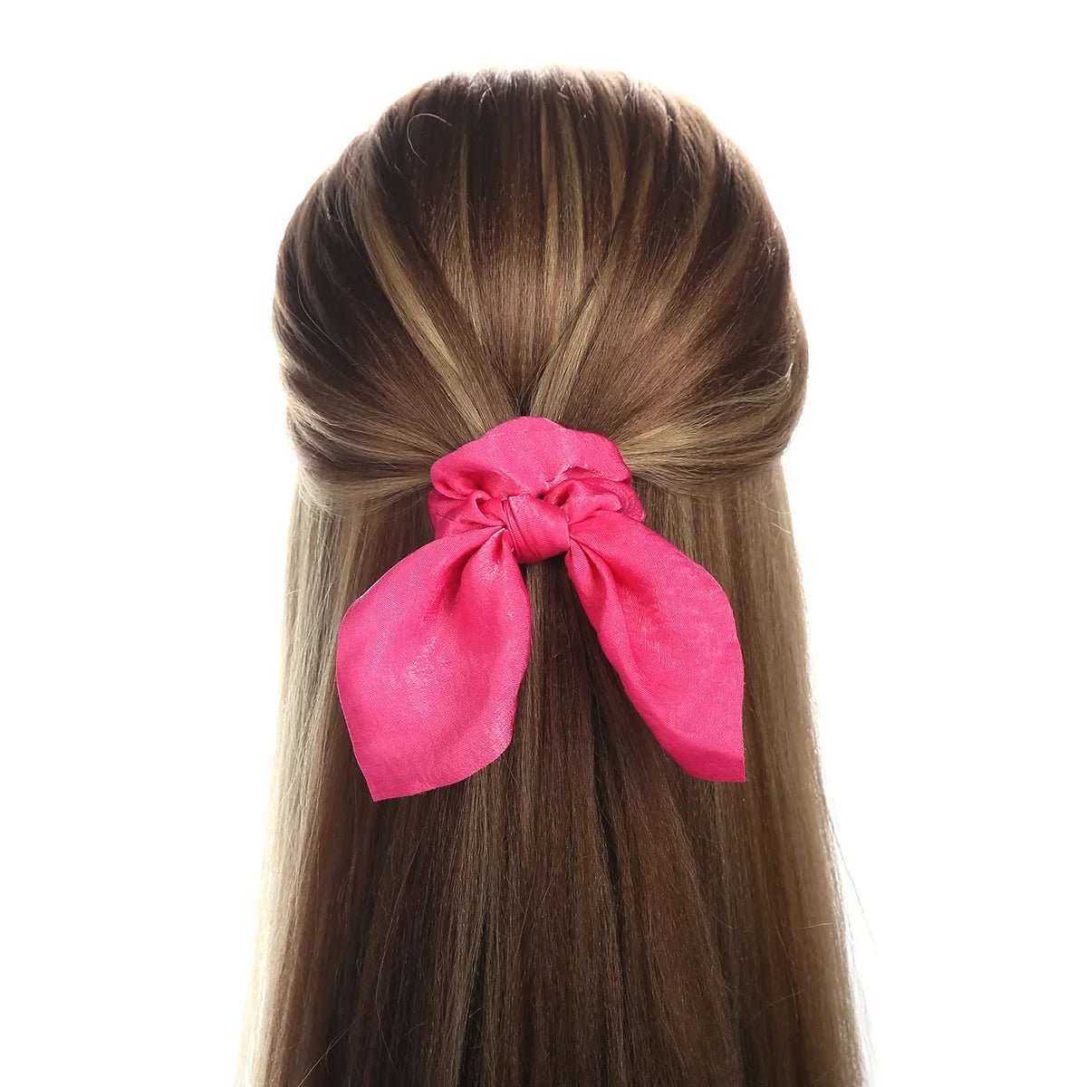 Women Silk Scrunchies Elastic Hair Ties Rabbit Ears Floral Leopard Print Hair Band Ponytail Hair Ropes Girls Accessories - PratSN