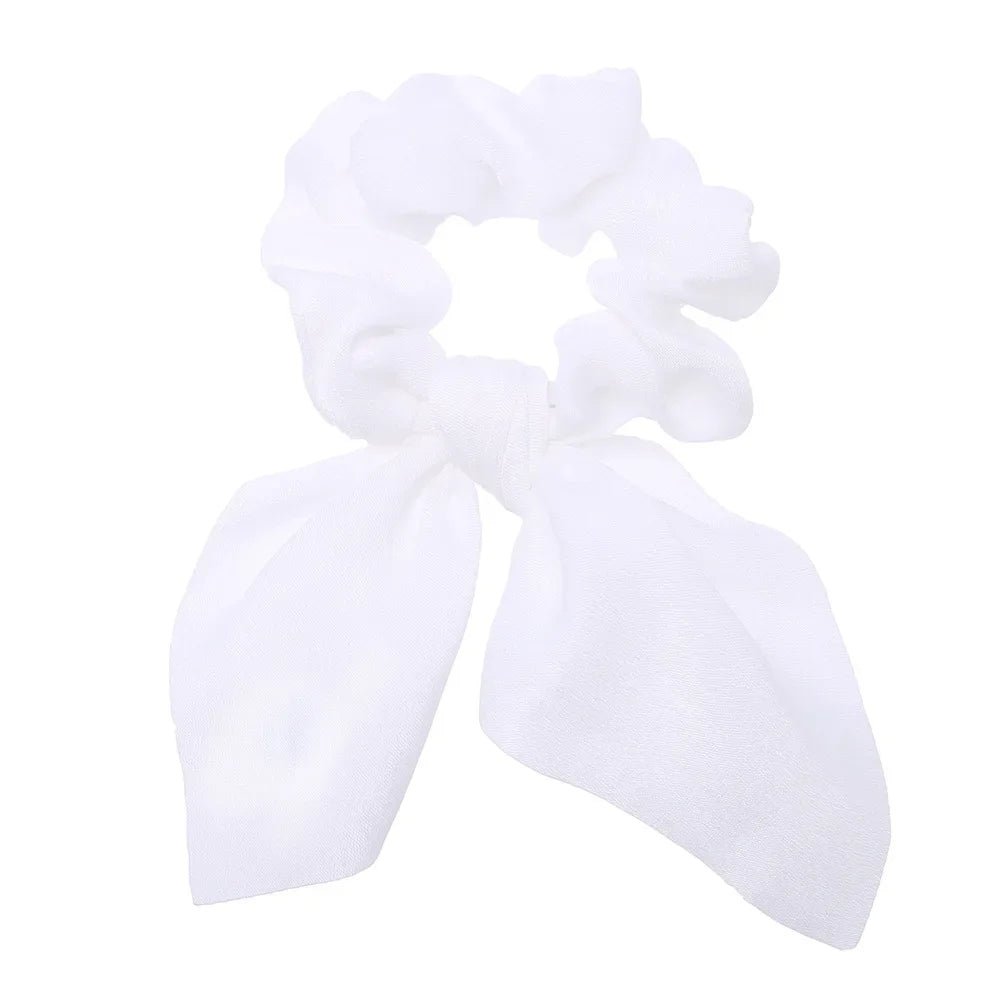 Women Silk Scrunchies Elastic Hair Ties Rabbit Ears Floral Leopard Print Hair Band Ponytail Hair Ropes Girls Accessories - PratSN