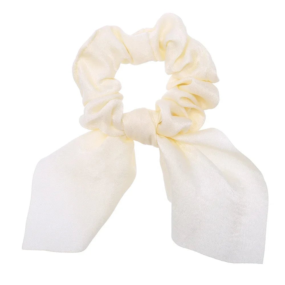 Women Silk Scrunchies Elastic Hair Ties Rabbit Ears Floral Leopard Print Hair Band Ponytail Hair Ropes Girls Accessories - PratSN