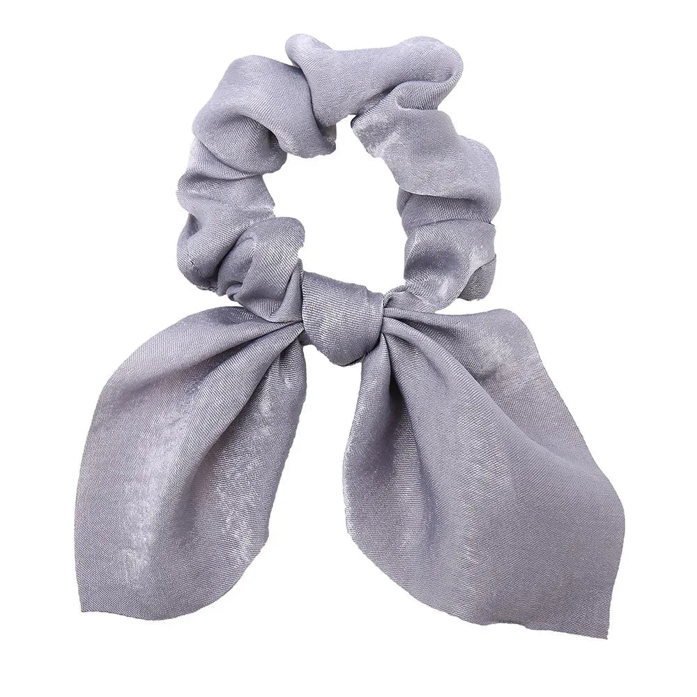 Women Silk Scrunchies Elastic Hair Ties Rabbit Ears Floral Leopard Print Hair Band Ponytail Hair Ropes Girls Accessories - PratSN