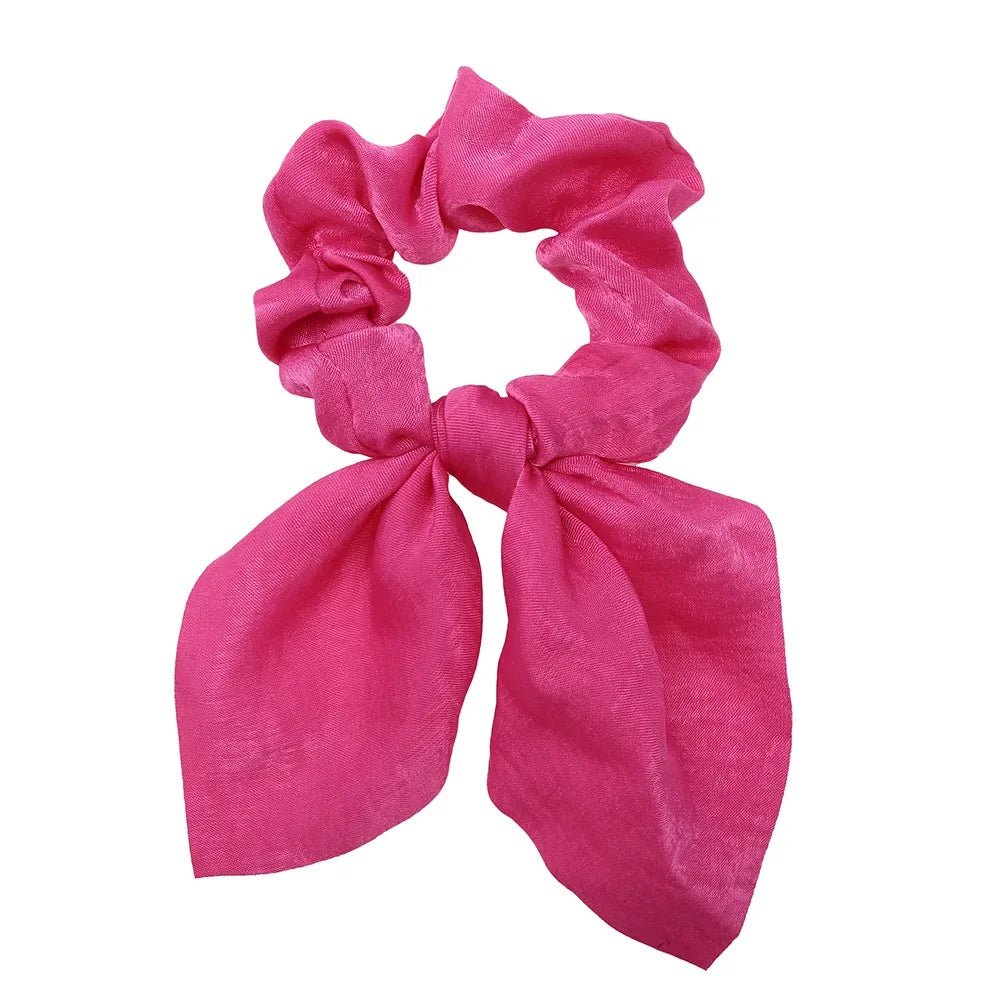 Women Silk Scrunchies Elastic Hair Ties Rabbit Ears Floral Leopard Print Hair Band Ponytail Hair Ropes Girls Accessories - PratSN