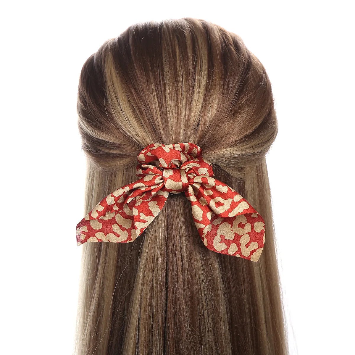 Women Silk Scrunchies Elastic Hair Ties Rabbit Ears Floral Leopard Print Hair Band Ponytail Hair Ropes Girls Accessories - PratSN