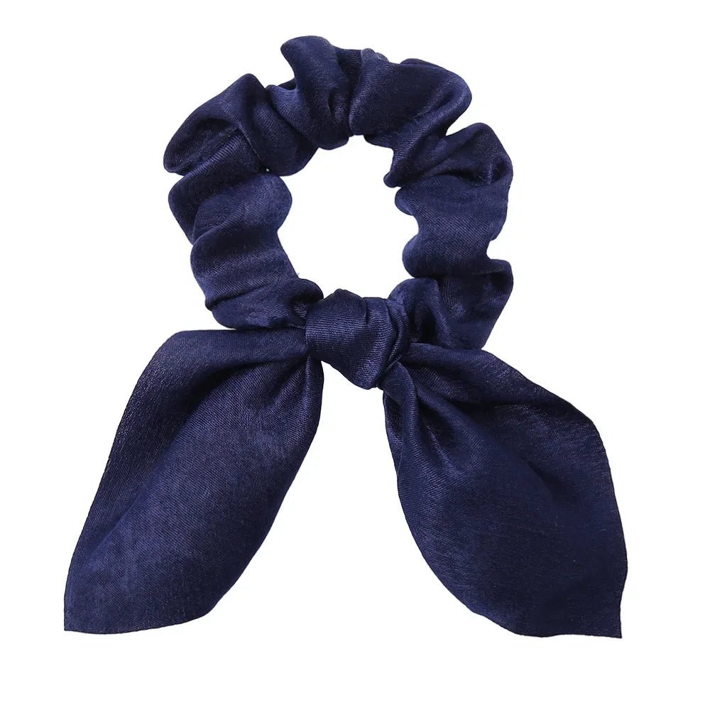 Women Silk Scrunchies Elastic Hair Ties Rabbit Ears Floral Leopard Print Hair Band Ponytail Hair Ropes Girls Accessories - PratSN