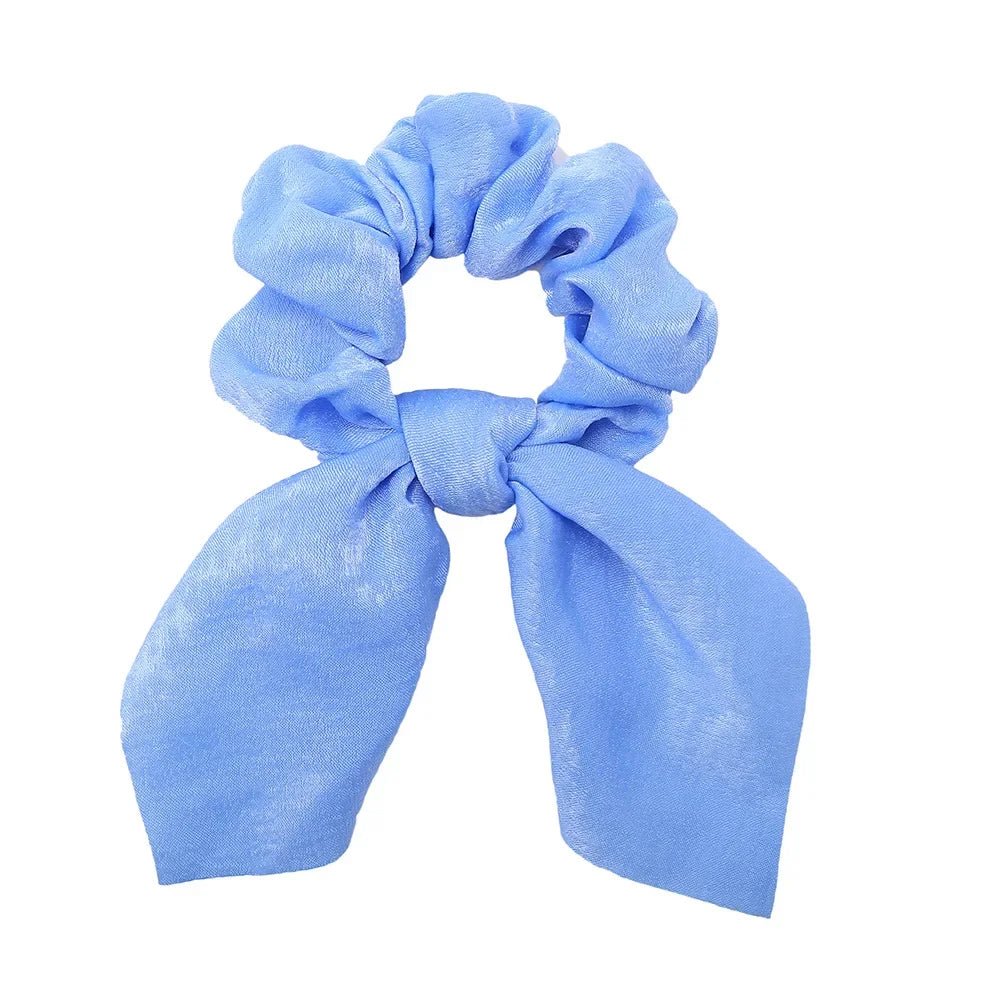 Women Silk Scrunchies Elastic Hair Ties Rabbit Ears Floral Leopard Print Hair Band Ponytail Hair Ropes Girls Accessories - PratSN