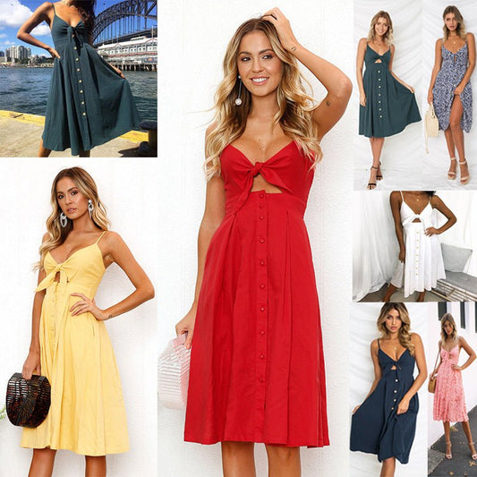 Women Summer Dresses Sleeveless Backless Strap Long Close - fitting Sheath Female Party Evening Dresses Vestidos - PratSN