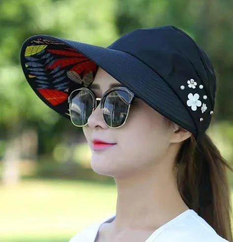 Women Wide Brim Sun Hat UV Protection Caps Floppy Beach Packable Visor Sun Hat - PratSN