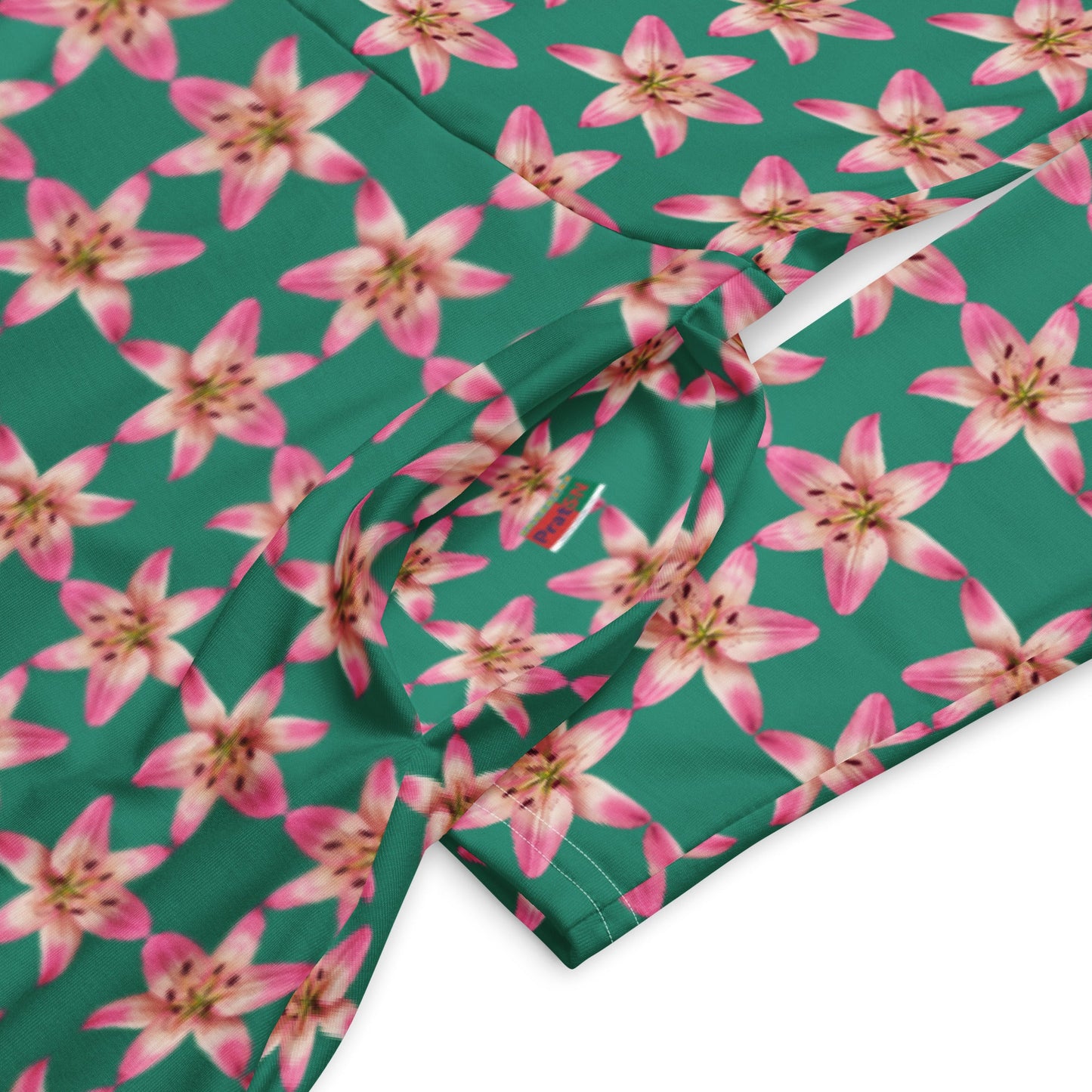 Women's All - over print long sleeve midi dress, green blooming Pattern Summer Dresses - PratSN