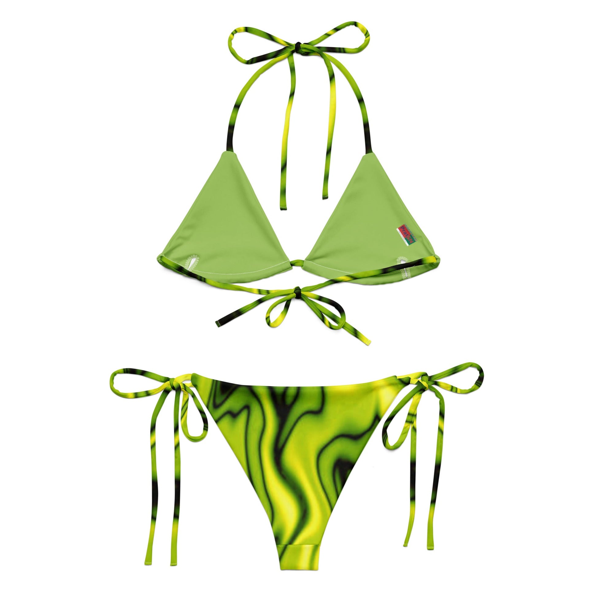 Women's All - over print recycled string bikini, green Bikini, cute Summer Bikini - PratSN