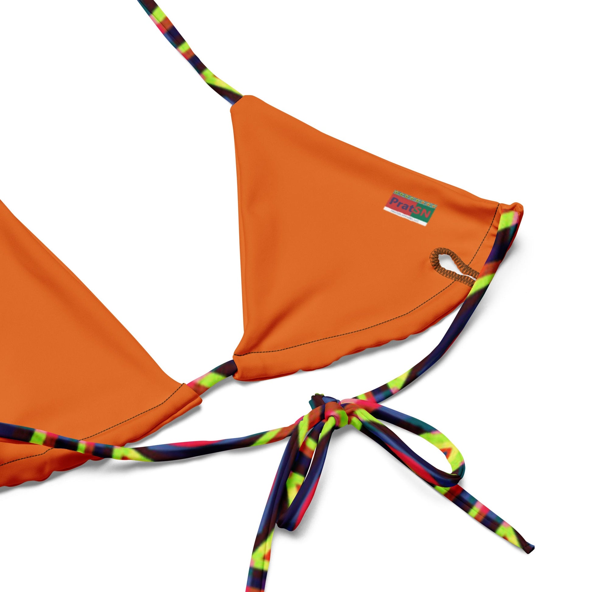 Women's All - over print recycled string bikini, Orange White Bikini, Floral Bikini, Cute Summer Bikini - PratSN