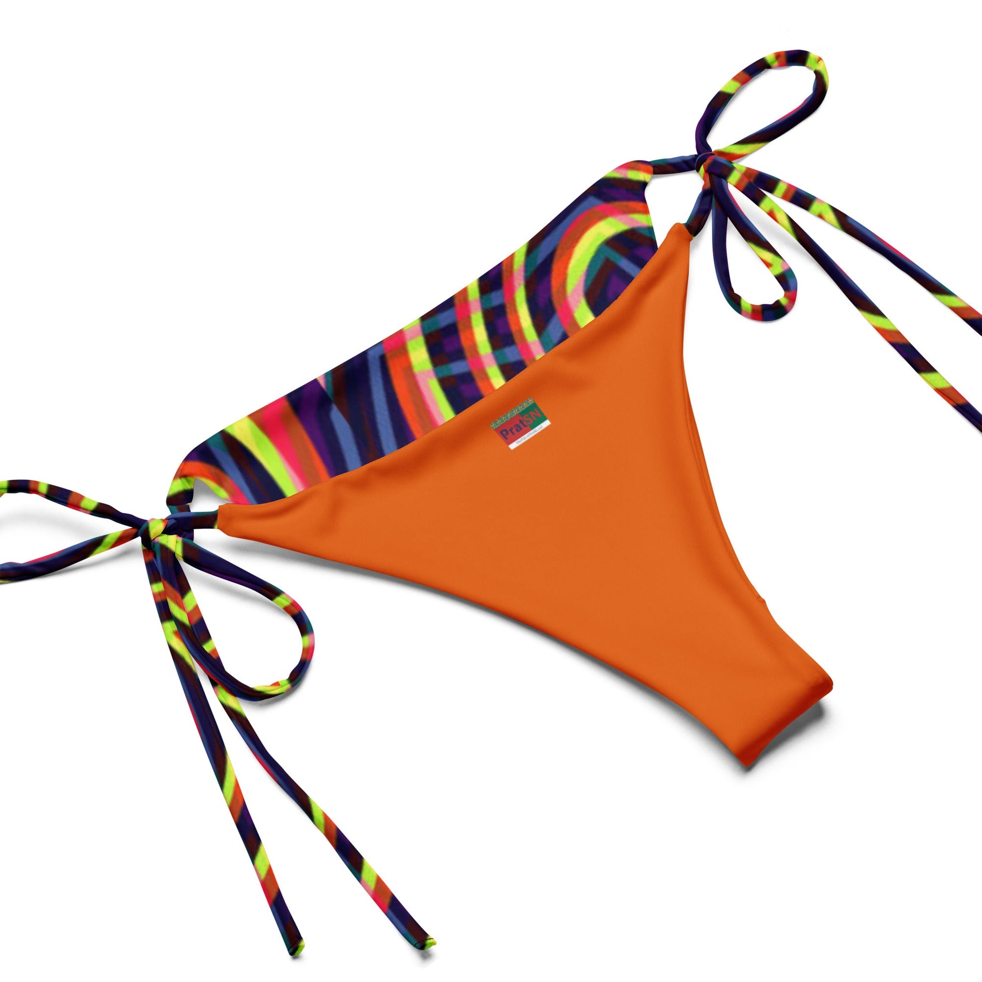 Women's All - over print recycled string bikini, Orange White Bikini, Floral Bikini, Cute Summer Bikini - PratSN