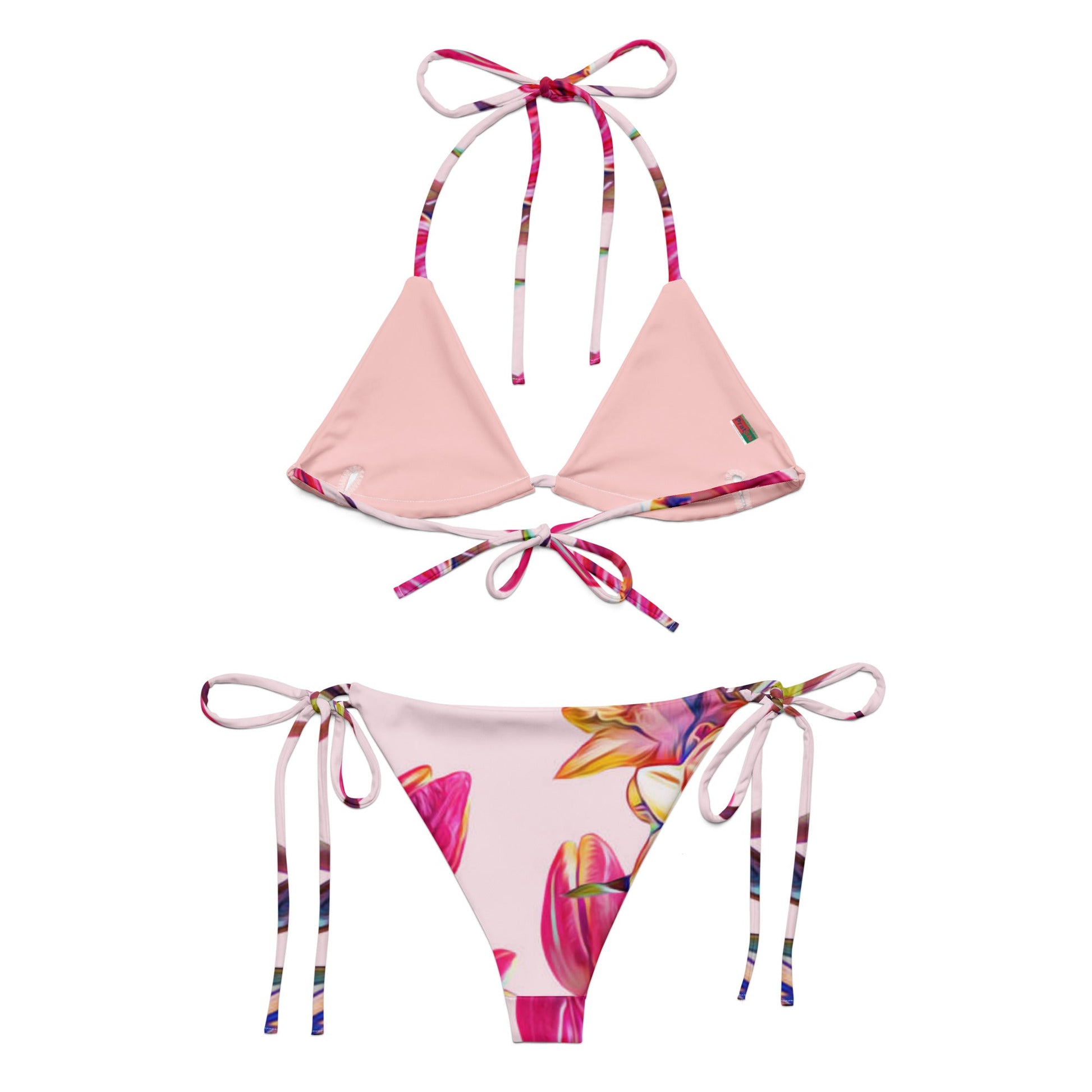 Women's all - over print string bikini, floral Bikini, cute Summer Bikini - PratSN