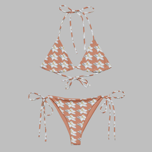 Women's All - over print string bikini, Floral Swimwear, Bathing Suit, Floral Bikini, Cute Summer Bikini - PratSN