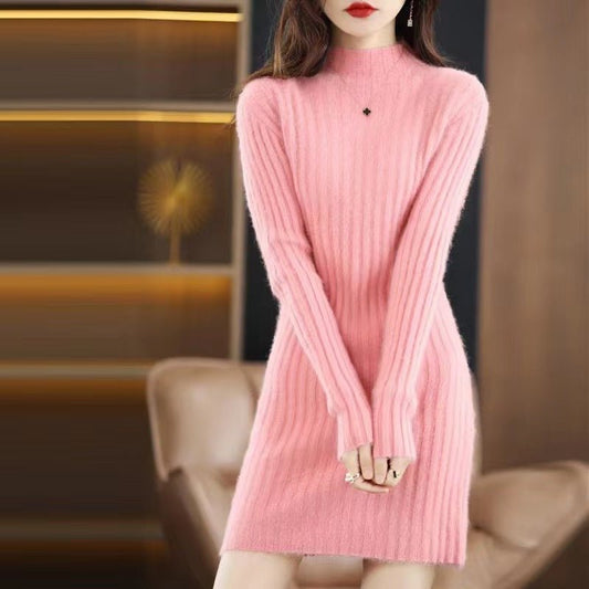 Women's Autumn And Winter Cashmere Sweater Half Turtleneck Slim Fit Slimming - PratSN