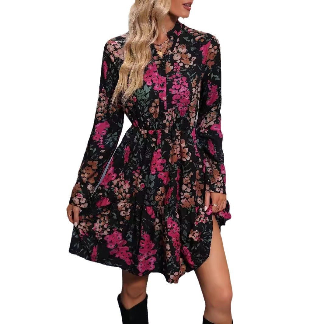 Women's Autumn Elegant New Printed Shirt Dress - PratSN