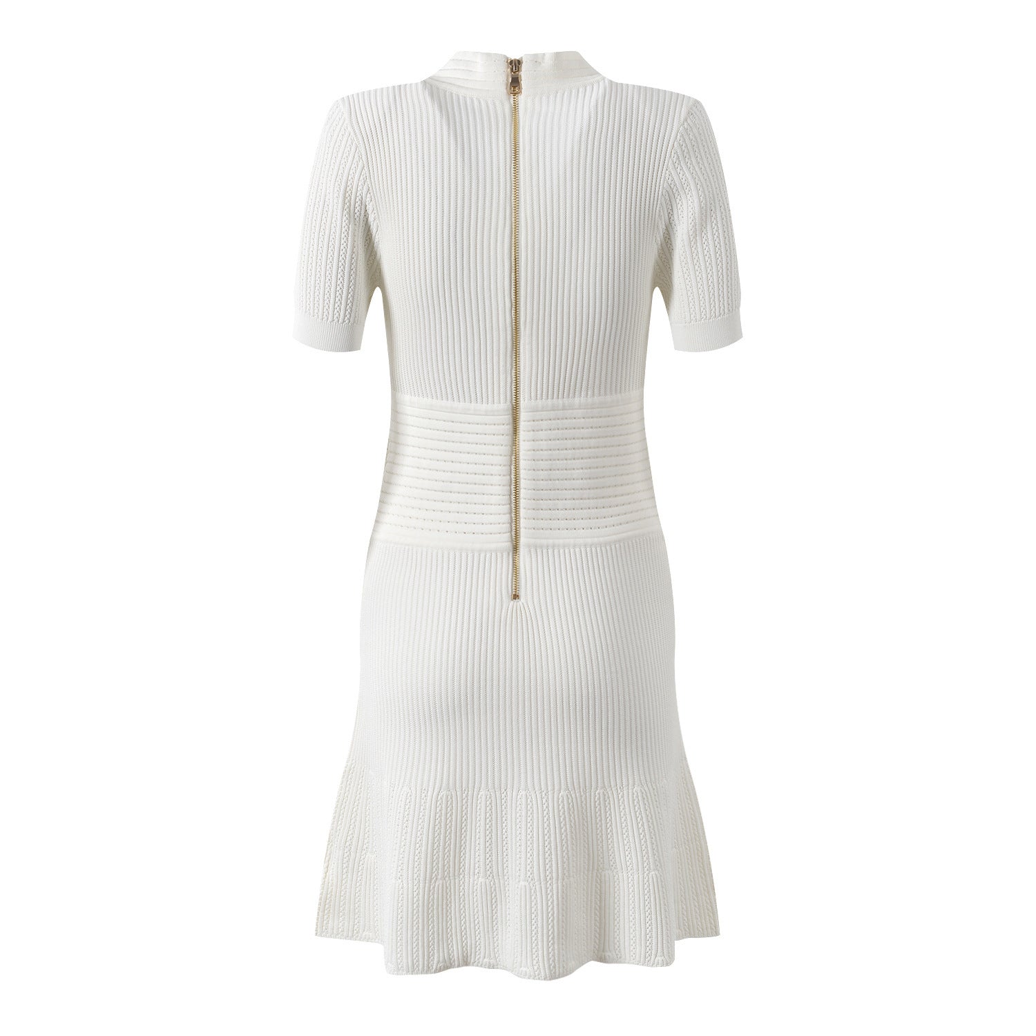 Women's Autumn Light Luxury Metal Buckle V - neck Knitted Dress - PratSN