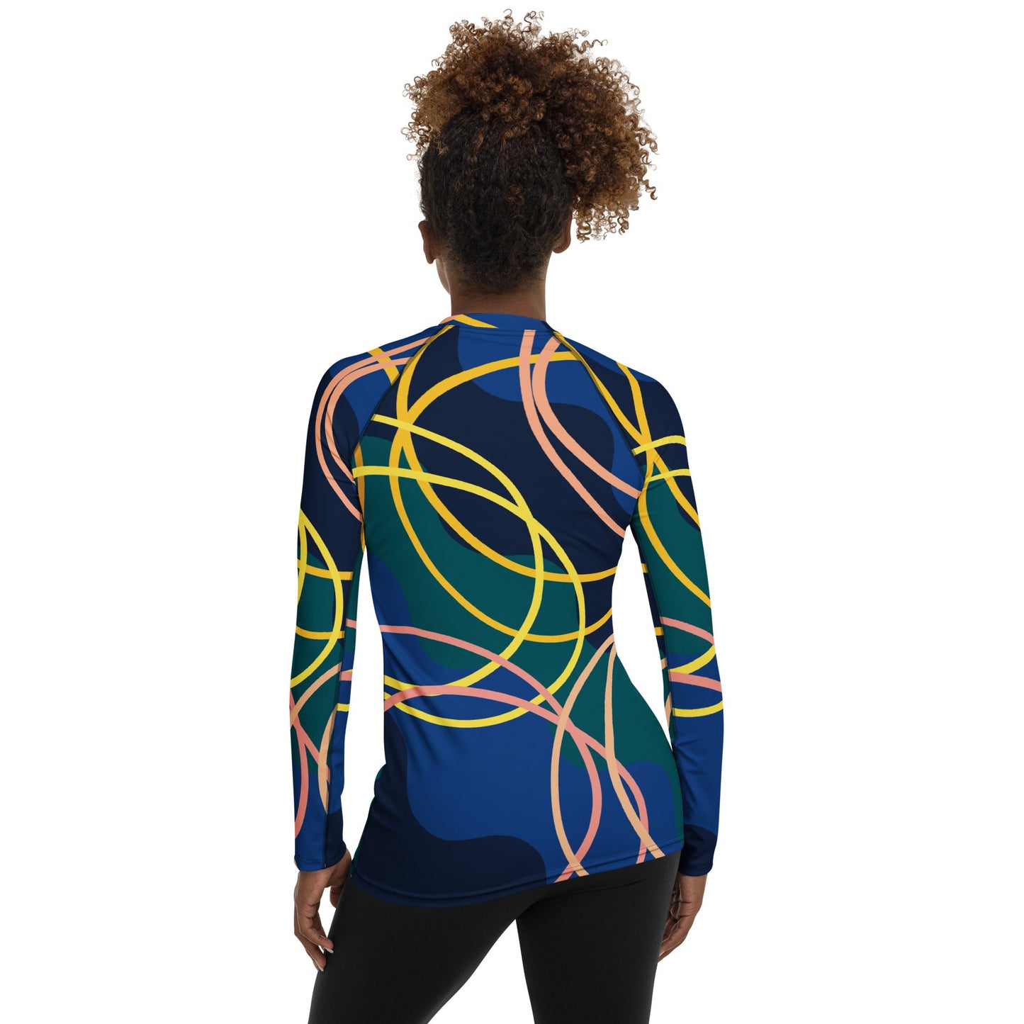 Women's blue - green - yellow abstract Rash Guard - PratSN