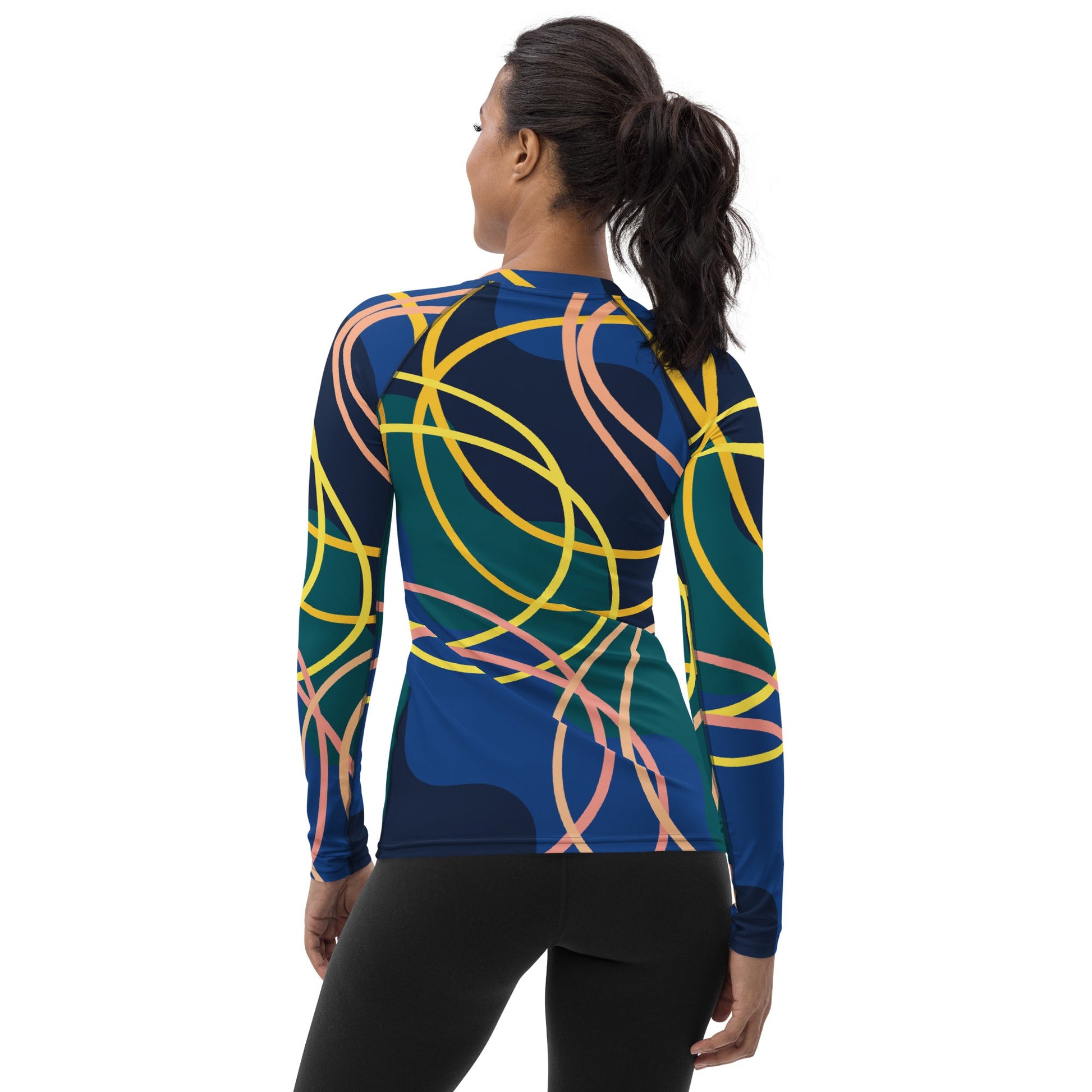 Women's blue - green - yellow abstract Rash Guard - PratSN
