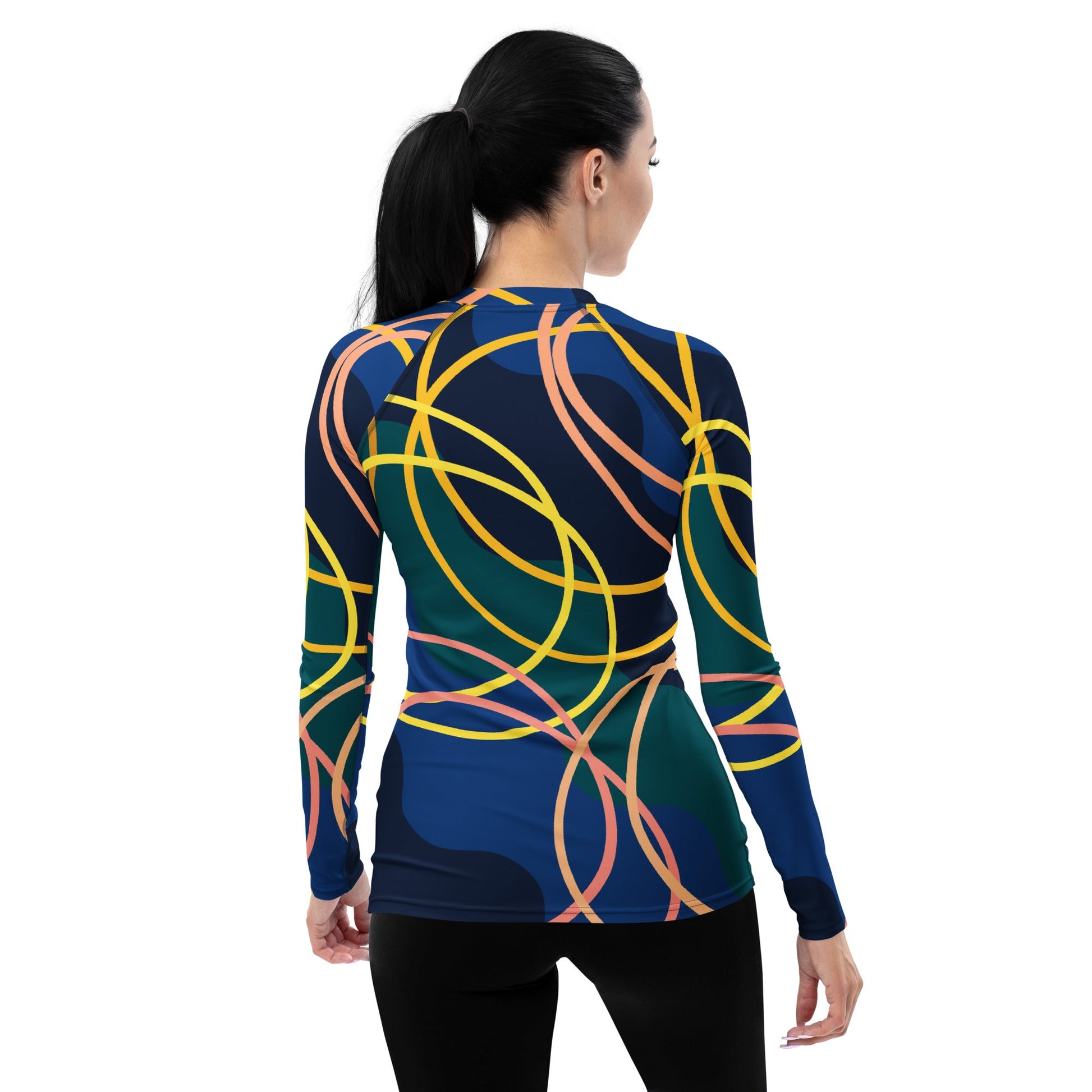 Women's blue - green - yellow abstract Rash Guard - PratSN