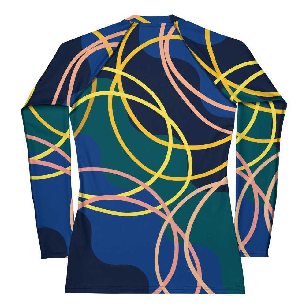 Women's blue - green - yellow abstract Rash Guard - PratSN