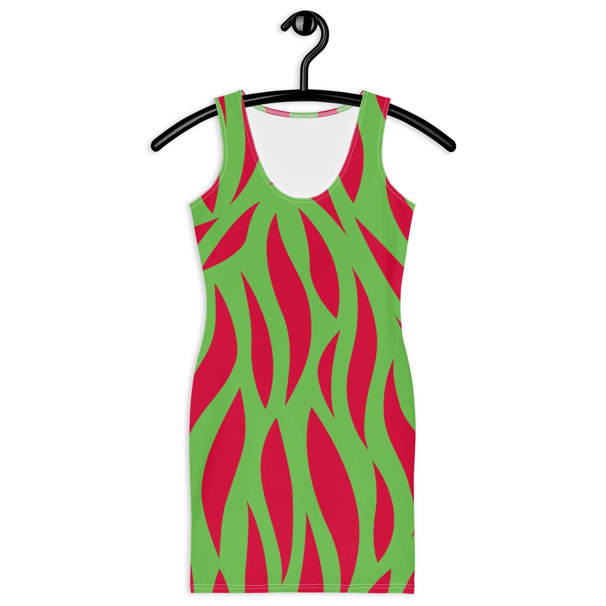 Women's Bodycon dress, Abstract Pattern, Crimson Red and Kelly Green Pencil Dresses, Body hugging fit tank top dress, elegant bodycon, sleeveless dress for your favorite party, summer and spring dress - PratSN