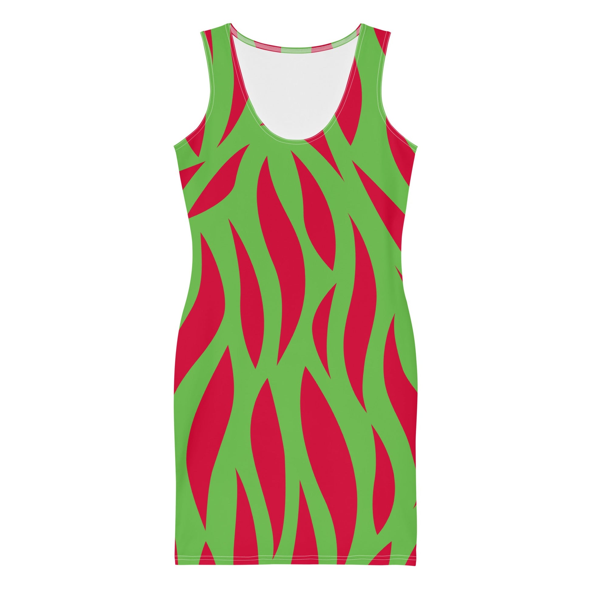 Women's Bodycon dress, Abstract Pattern, Crimson Red and Kelly Green Pencil Dresses, Body hugging fit tank top dress, elegant bodycon, sleeveless dress for your favorite party, summer and spring dress - PratSN