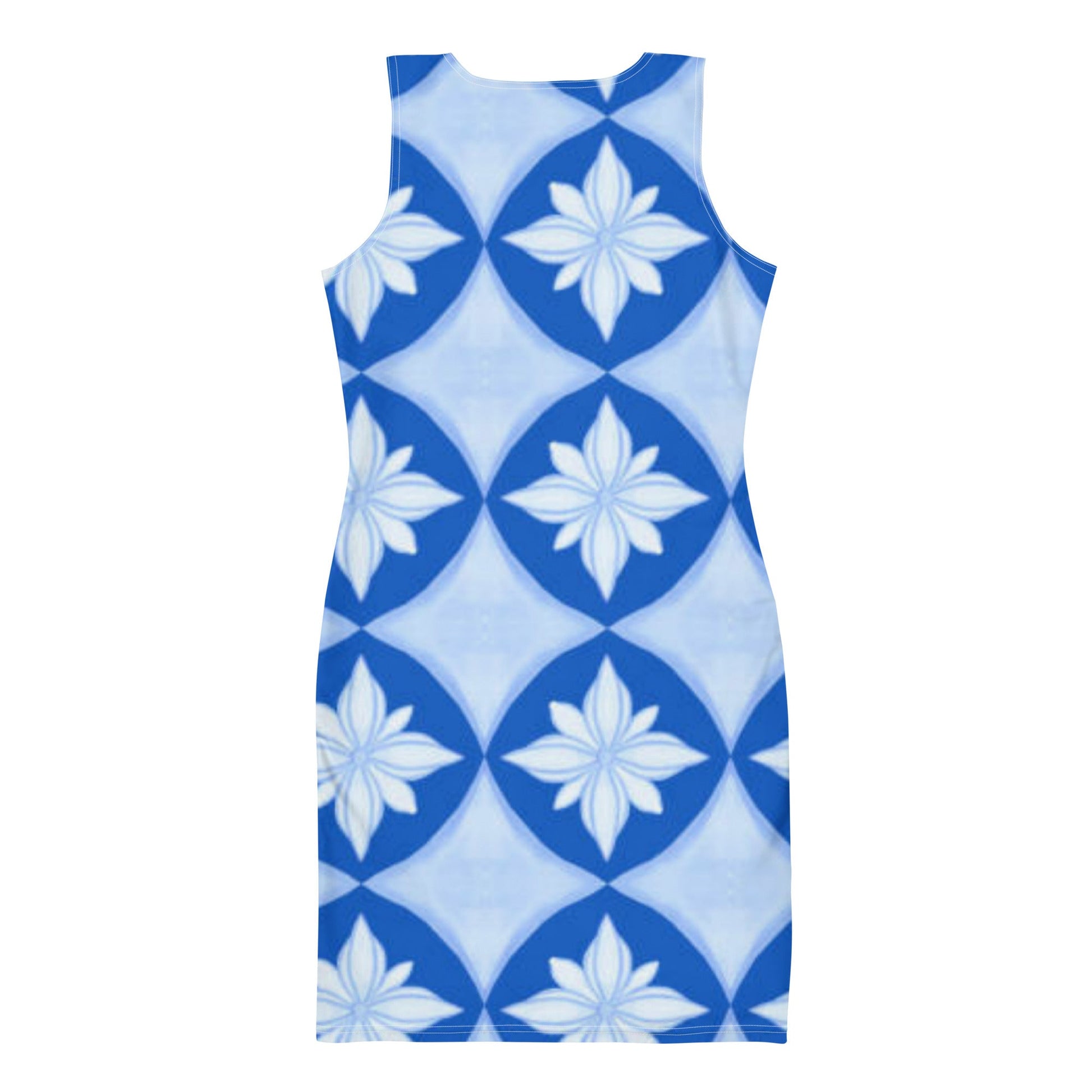 Women's Bodycon dress, Geometric Pattern, Jordy Blue Pencil Dresses, hugging fit tank top dress, elegant bodycon, sleeveless dress for your favorite party, summer and spring dress - PratSN