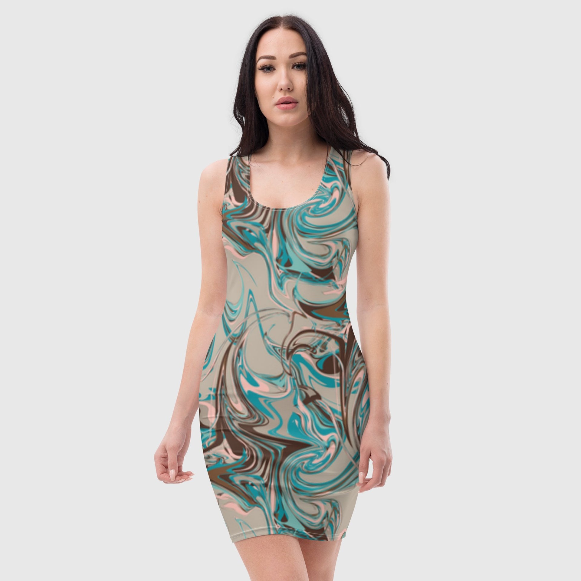 Multicolor Abstract Bodycon Tank Top for Parties & Summer L Multicolor Abstract Bodycon Tank Top for Parties & Summer L