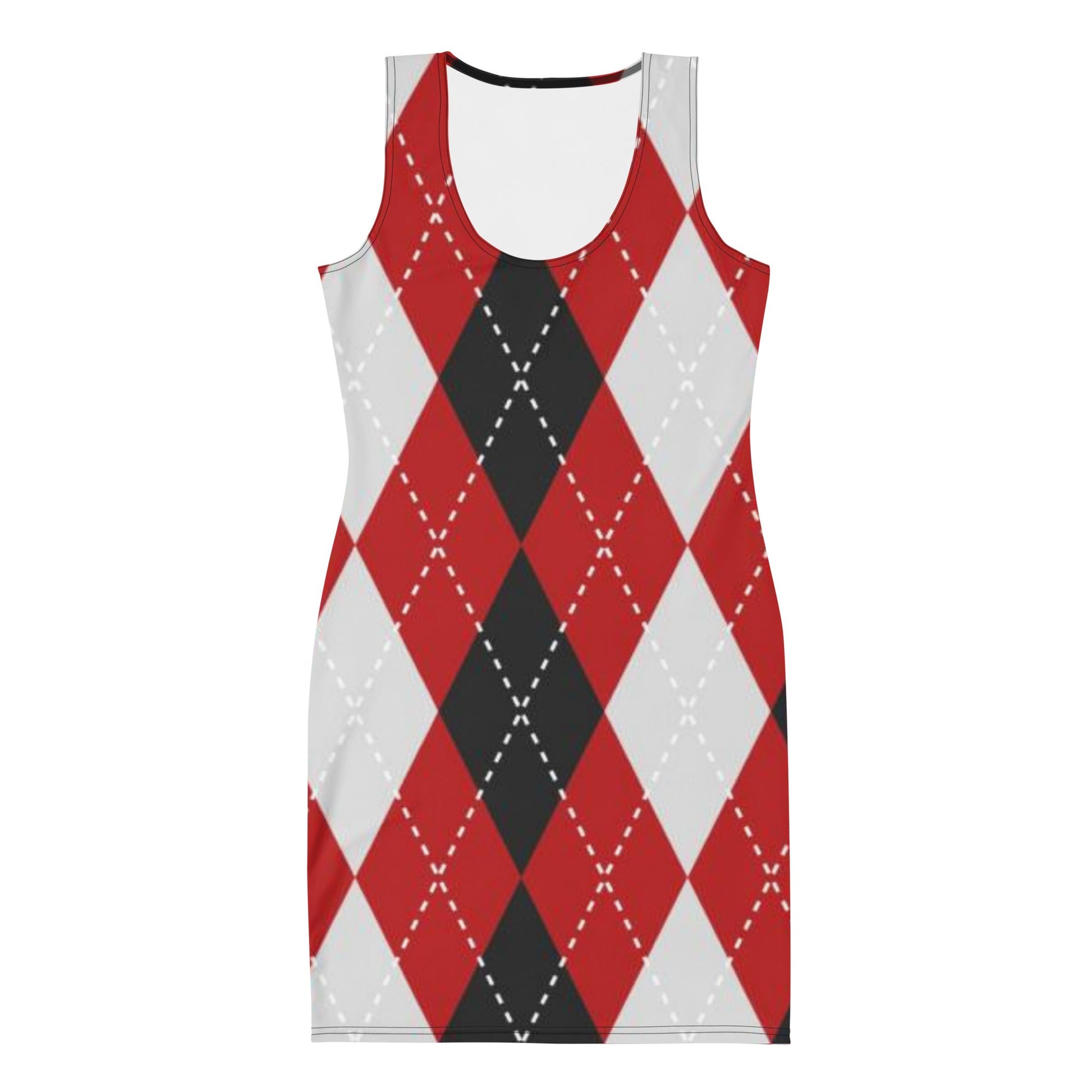 Women's Bodycon dress, Red White Black Pencil Dresses, Geometric Pattern Body hugging fit tank top dress, elegant bodycon, sleeveless dress for your favorite party, summer and spring dress - PratSN