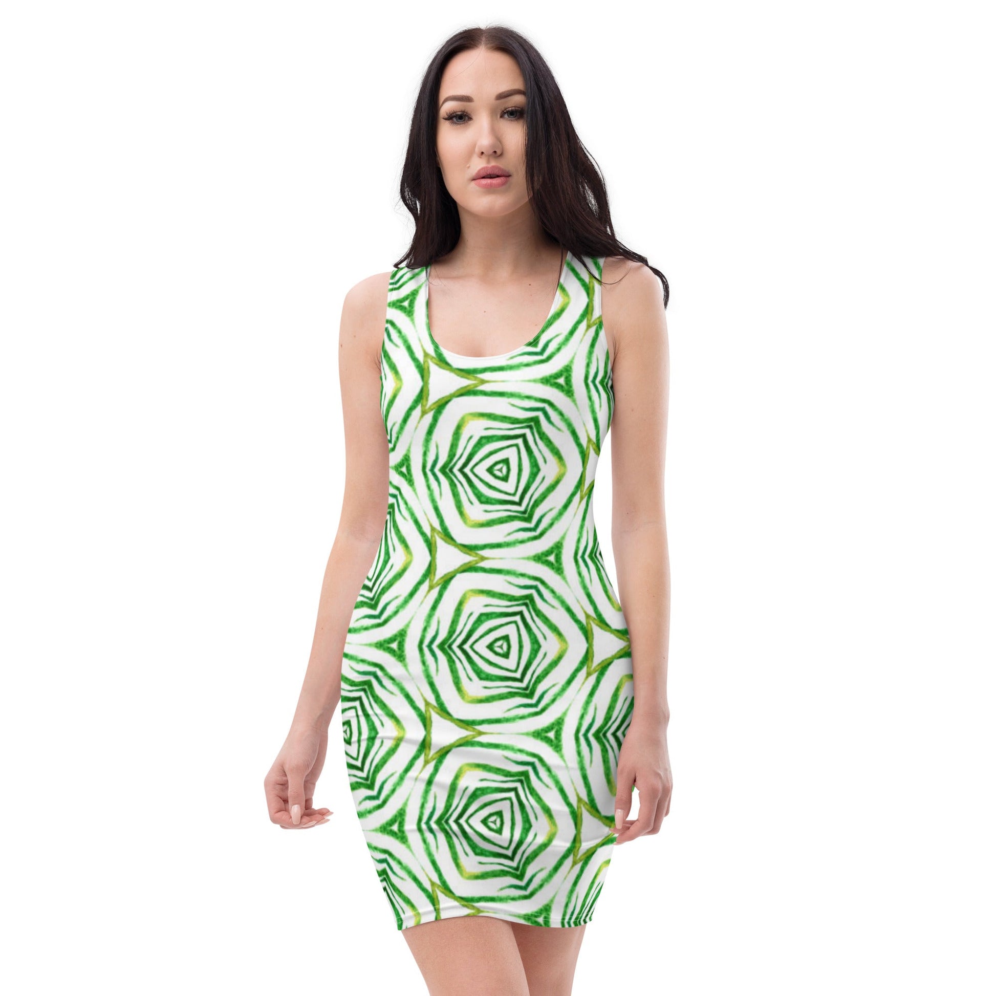 Women's Bodycon dress, Rose White Green Pencil Dresses, Body hugging fit tank top dress, elegant bodycon, sleeveless dress for your favorite party, summer and spring dress - PratSN