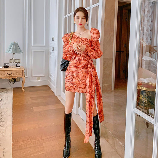 Women's Bow - knot Long - sleeved Hip Dress - PratSN