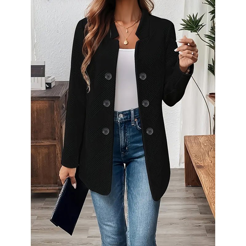 Women's Casual Business Open Front Cardigan Coat Long Sleeve Notch Collar Office Blazer Jacket - PratSN