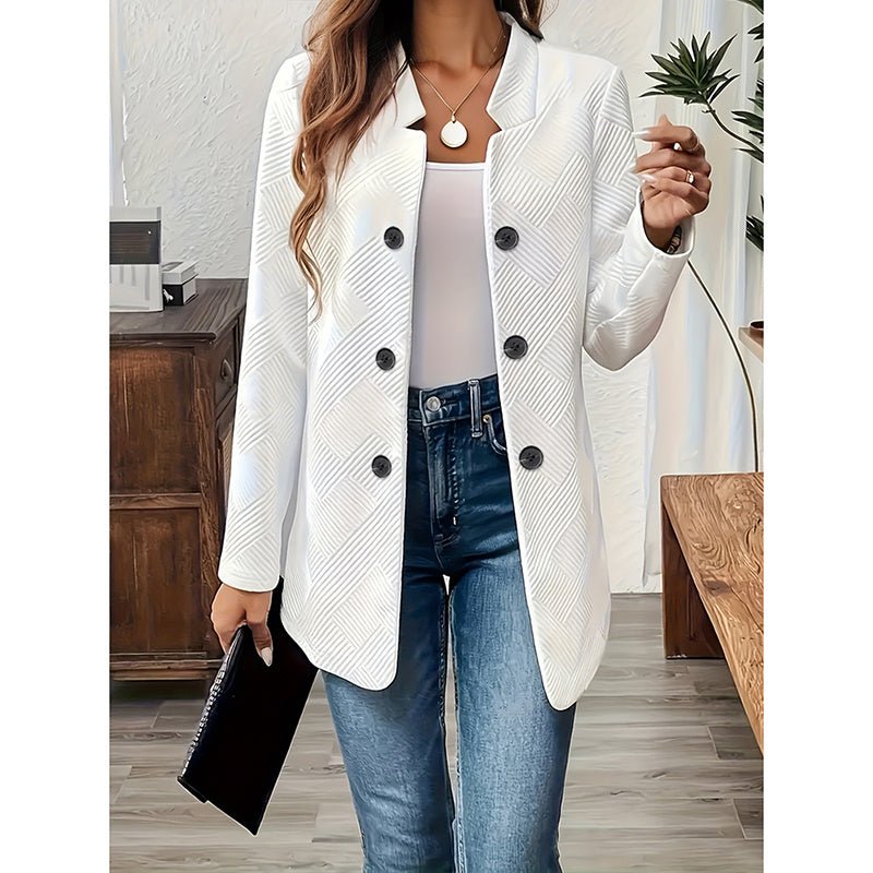Women's Casual Business Open Front Cardigan Coat Long Sleeve Notch Collar Office Blazer Jacket - PratSN