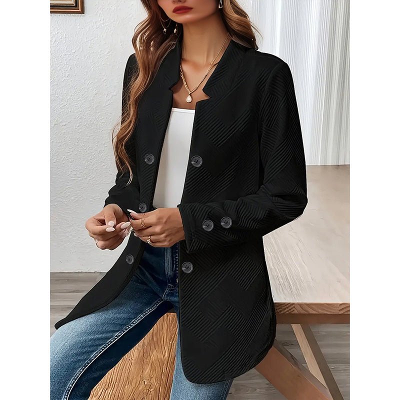 Women's Casual Business Open Front Cardigan Coat Long Sleeve Notch Collar Office Blazer Jacket - PratSN