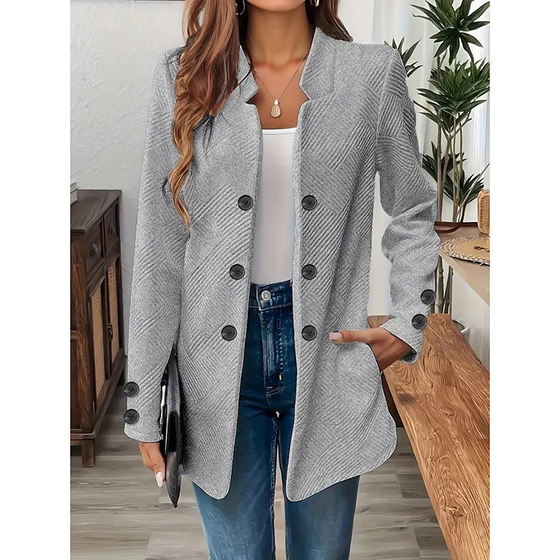 Women's Casual Business Open Front Cardigan Coat Long Sleeve Notch Collar Office Blazer Jacket - PratSN
