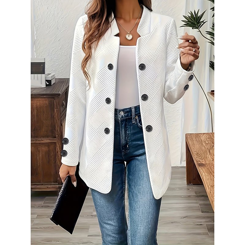 Women's Casual Business Open Front Cardigan Coat Long Sleeve Notch Collar Office Blazer Jacket - PratSN