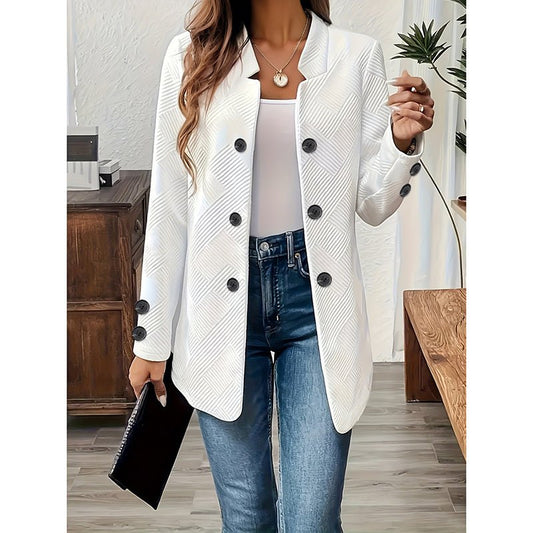 Women's Casual Business Open Front Cardigan Coat Long Sleeve Notch Collar Office Blazer Jacket - PratSN