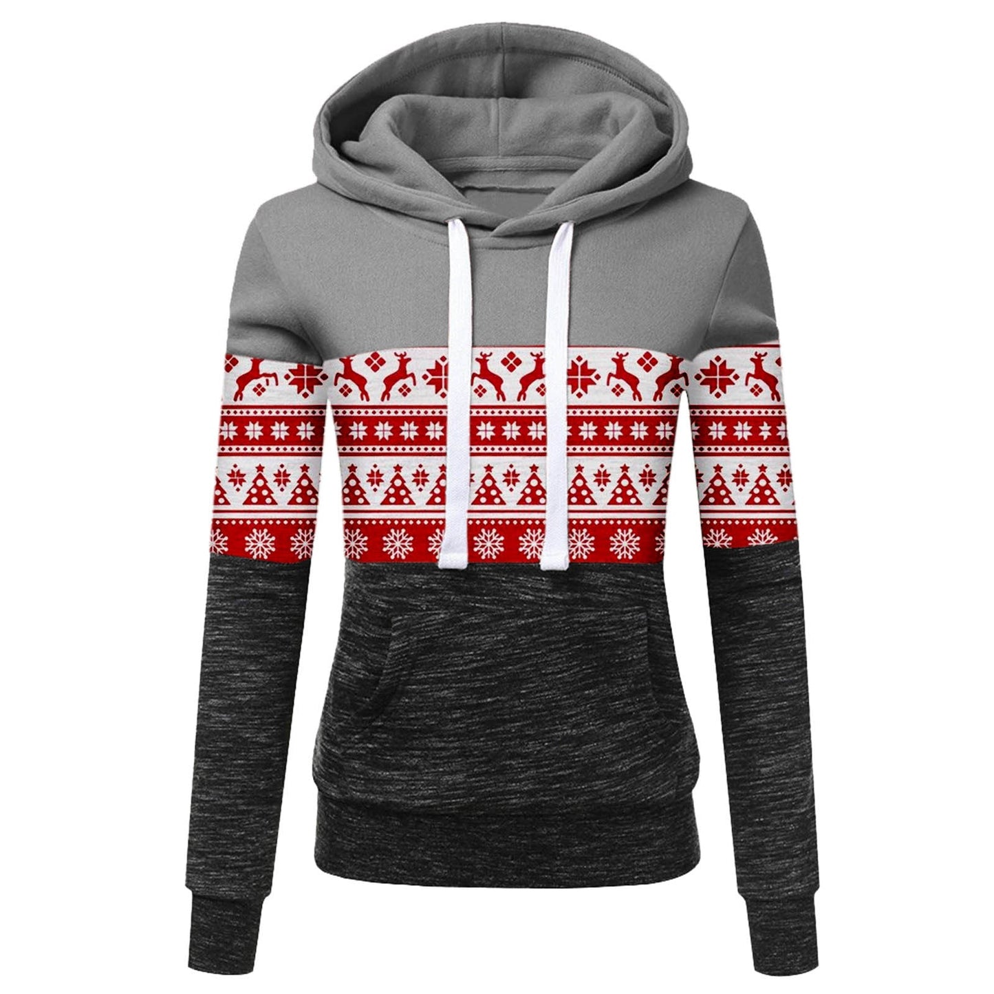 Women's Christmas Multicolor Printing Velvet Padded Hooded Sweatshirt - PratSN