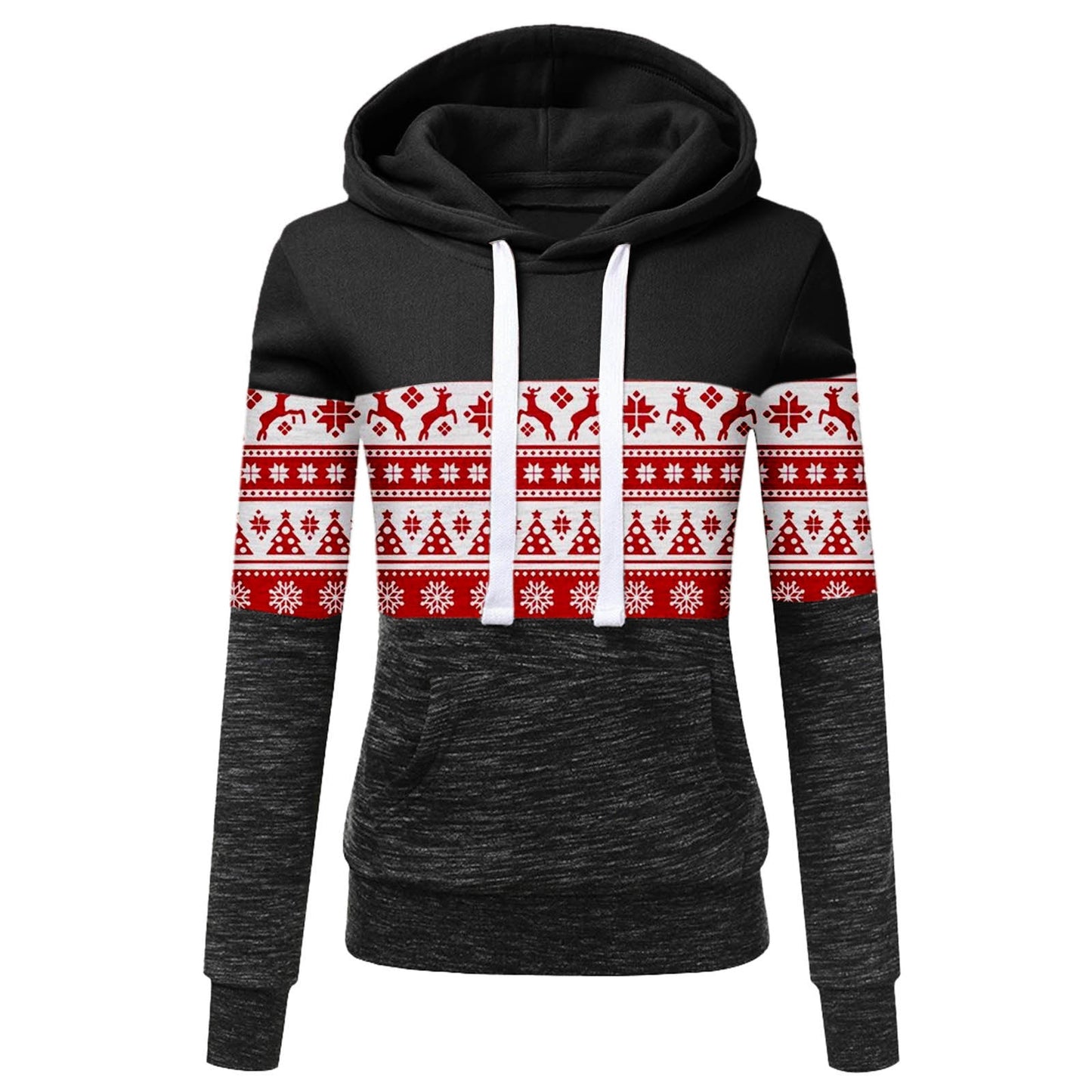 Women's Christmas Multicolor Printing Velvet Padded Hooded Sweatshirt - PratSN