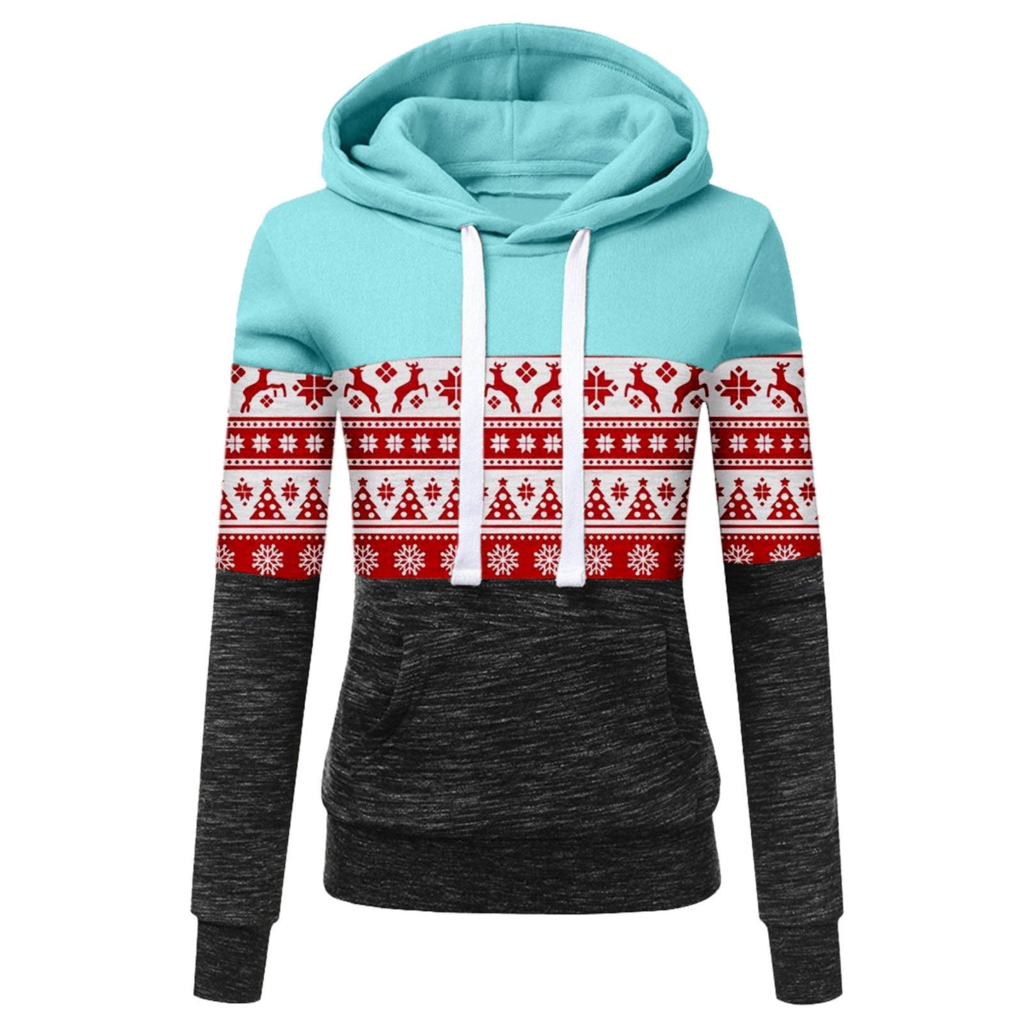 Women's Christmas Multicolor Printing Velvet Padded Hooded Sweatshirt - PratSN