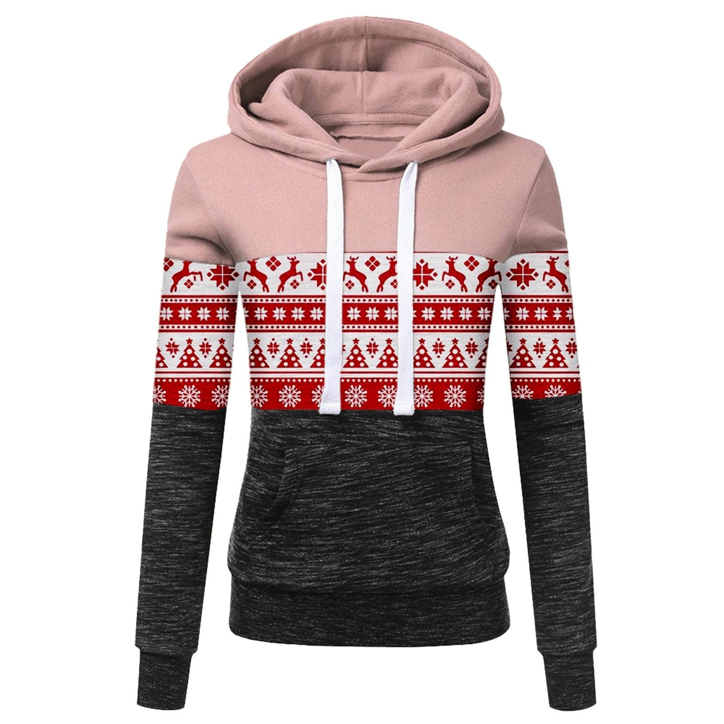 Women's Christmas Multicolor Printing Velvet Padded Hooded Sweatshirt - PratSN