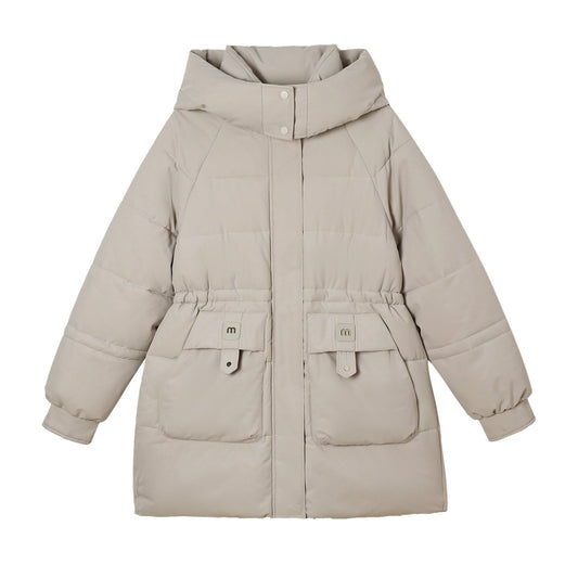 women's Cotton - padded Mid - length Thick Hooded Cotton - padded Jacket - PratSN