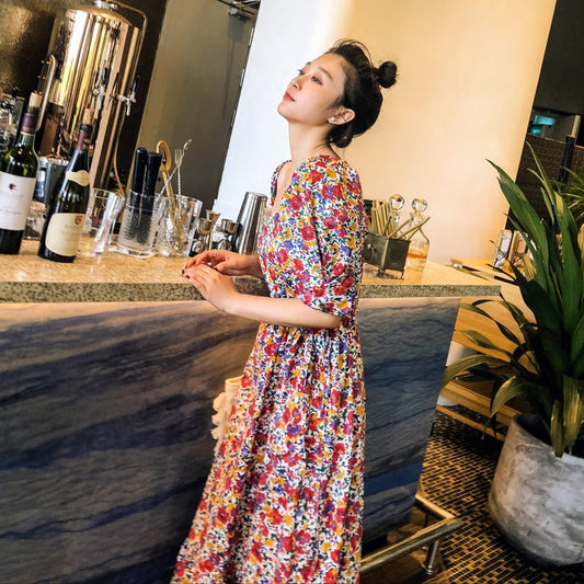 Women's Cotton Printed Floral Dress For Women Summer - PratSN