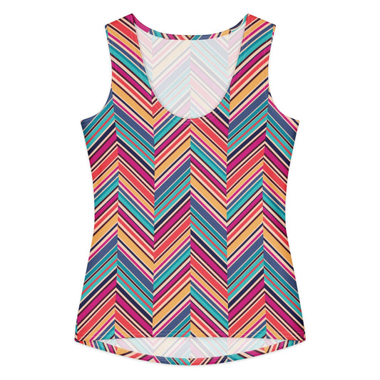 Women's cotton tank top, striped Printed Tank Top, Women's Casual Tank Top - PratSN