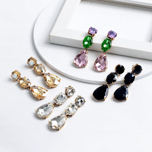 Women's Diamond Earrings, Crystal 4 Color Earrings - PratSN